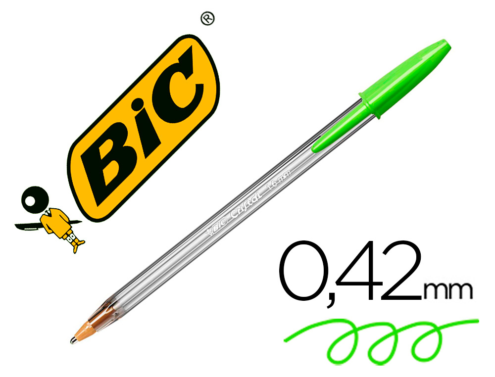 [62795] Boligrafo bic cristal fun verde lima punta 1,6 mm