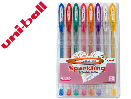 [59737] Boligrafo uni ball um-120 signo 0,7 mm tinta gel estuche de 8 colores con purpurina