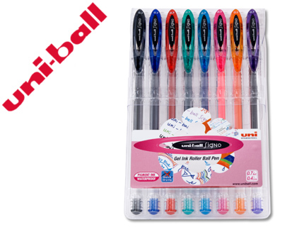 [59734] Boligrafo uni ball um-120 signo 0,7 mm tinta gel estuche de 8 colores basicos