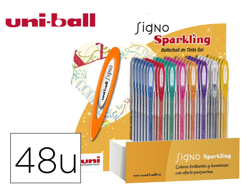[59733] Boligrafo uni ball um-120 signo 0,7 mm tinta gel expositor de 48 colores con purpurina