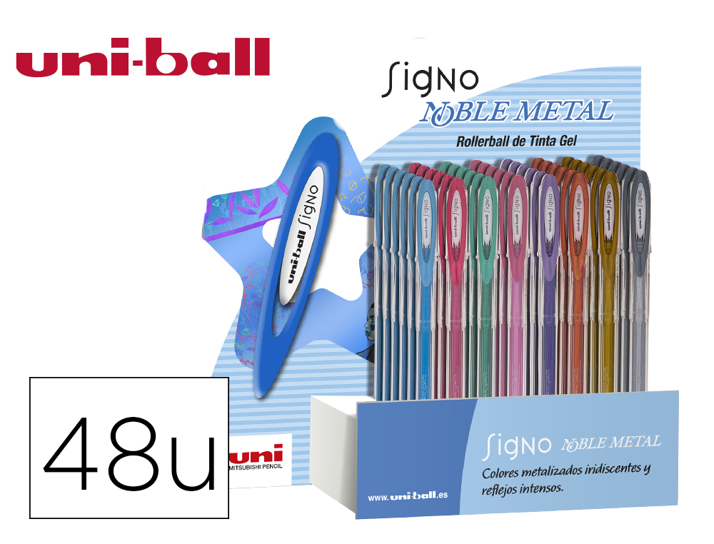 [59732] Boligrafo uni ball um-120 signo 0,7 mm tinta gel expositor de 48 colores metalizados
