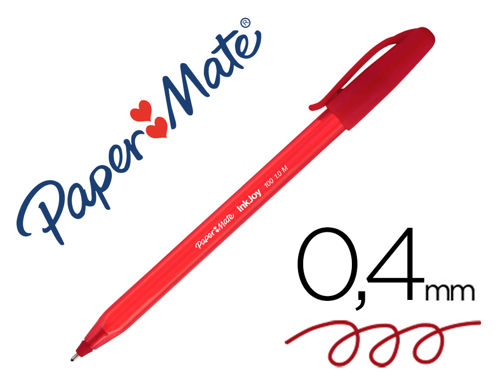 [52731] Boligrafo paper mate inkjoy 100 punta media trazo 1mm rojo