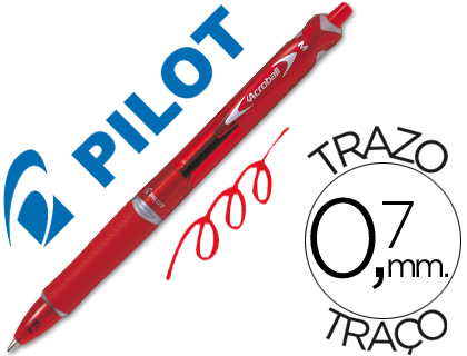 [48676] Boligrafo pilot acroball rojo tinta aceite punta de bola de 1,0mm retractil