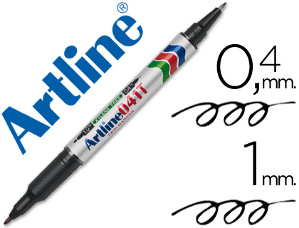[36045] Rotulador artline marcador permanente ek-041t negro doble punta 0,4 y 1,0 mm