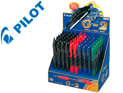 [34117] Boligrafo pilot g-2 tinta gel retractil sujecion de caucho expositor de 60 unidades