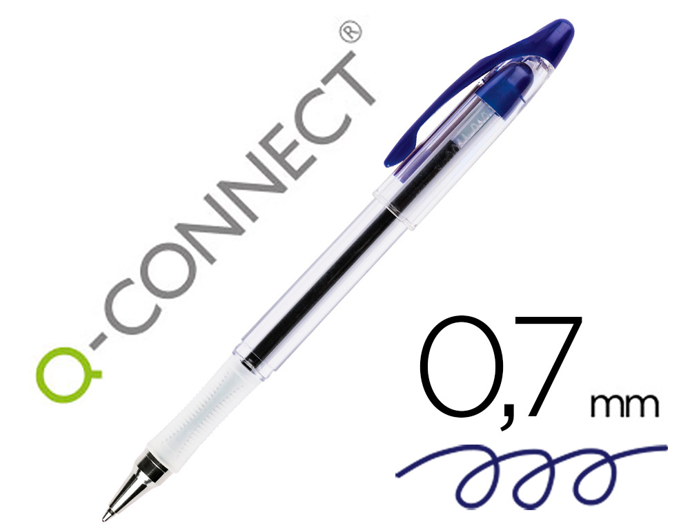 [32595] Boligrafo q-connect delta azul sujecion de caucho con capuchon