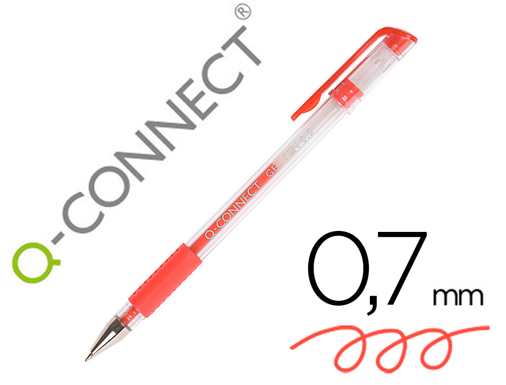 [32449] Boligrafo q-connect tinta gel rojo 0,7 mm sujecion de caucho