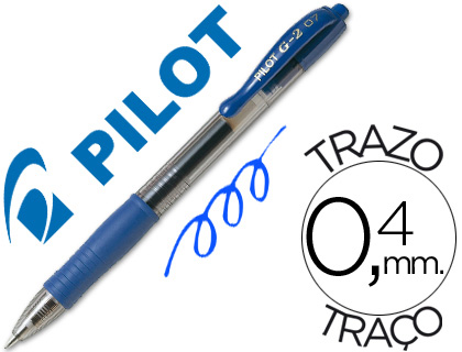 [24725] Boligrafo pilot g-2 azul tinta gel retractil sujecion de caucho