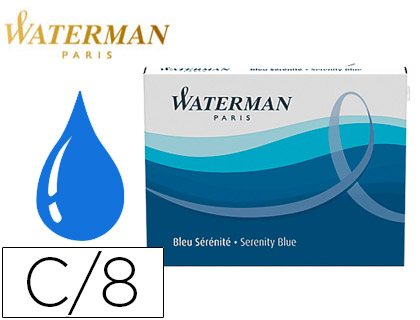 [23121] Tinta estilografica waterman serenity blue caja de 8 cartuchos standard largos
