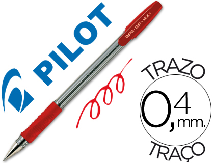 [20478] Boligrafo pilot bps-gp rojo sujecion de caucho tinta base de aceite con capuchon
