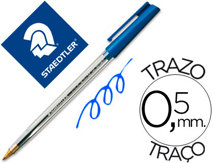 [9631] Boligrafo staedtler stick azul con capuchon