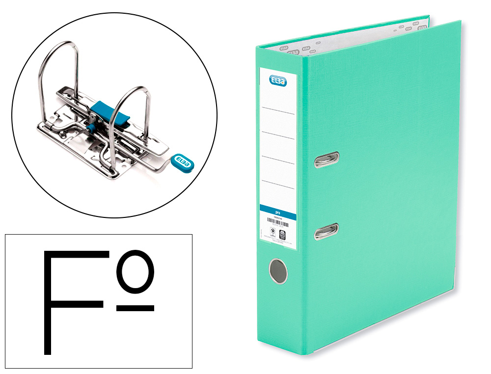 [10229] Archivador de palanca elba carton forrado pvc con rado top folio lomo 80 mm verde menta