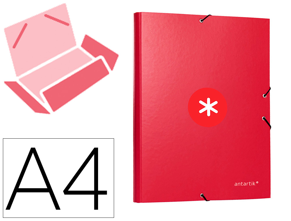 [10385] Carpeta antartik gomas a4 3 solapas carton forrado color frambuesa