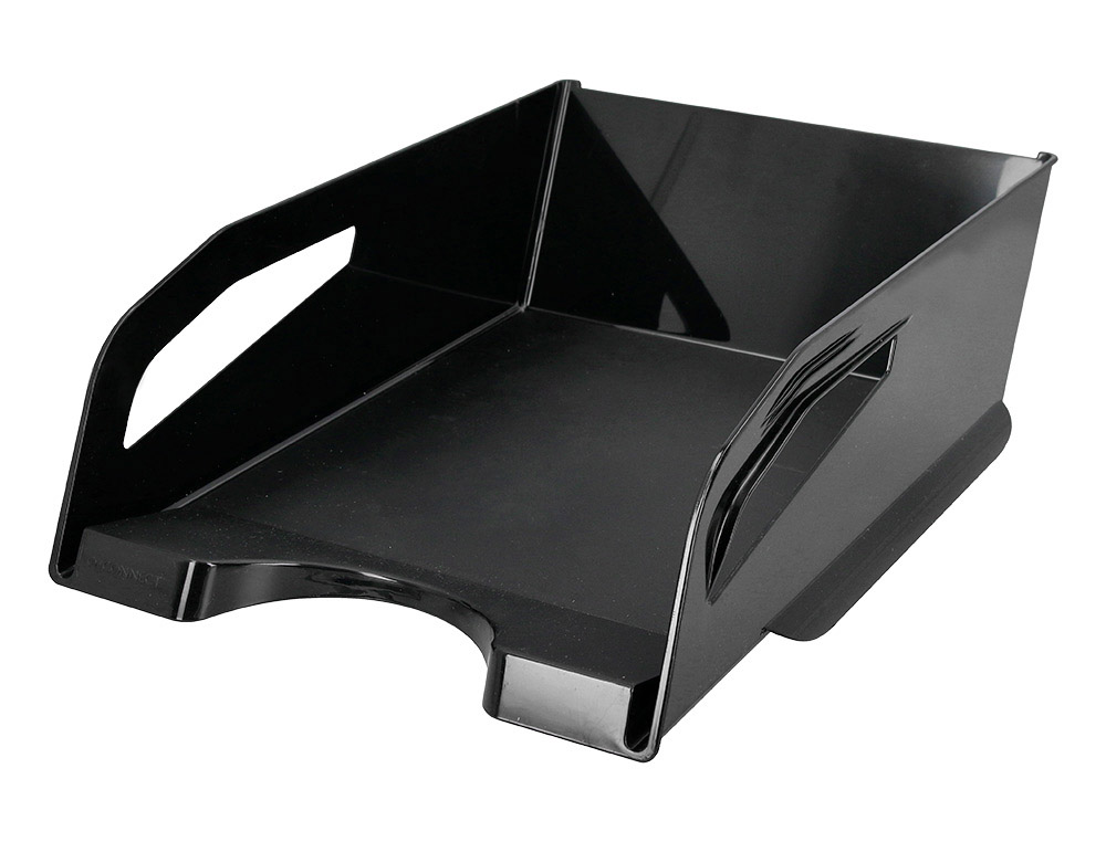 [171714] Bandeja sobremesa plastico q-connect gran capacidad con asa negro opaco 386x270x115mm