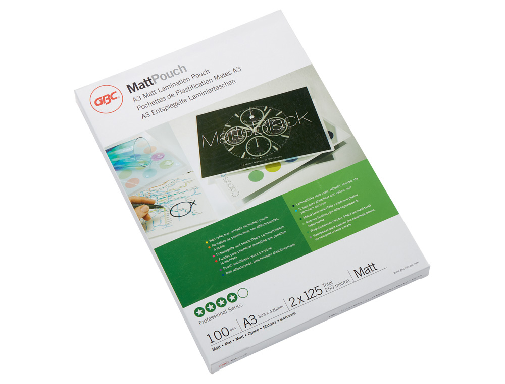 [241115] Bolsa de plastificar gbc din a3 mate 2x125 micras caja de 100 unidades
