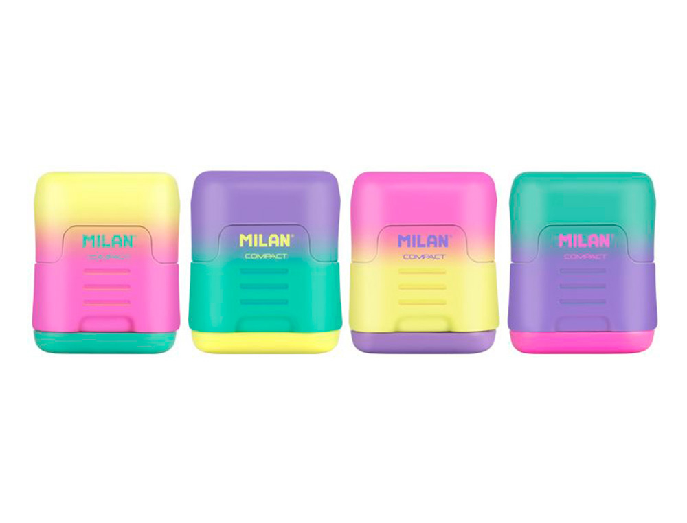 [163560] Sacapuntas milan compact sunset plastico 2 usos colores surtidos