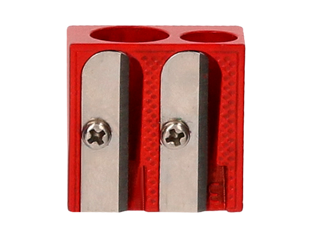 [163443] Sacapuntas liderpapel metalico cuña 2 usos color rojo