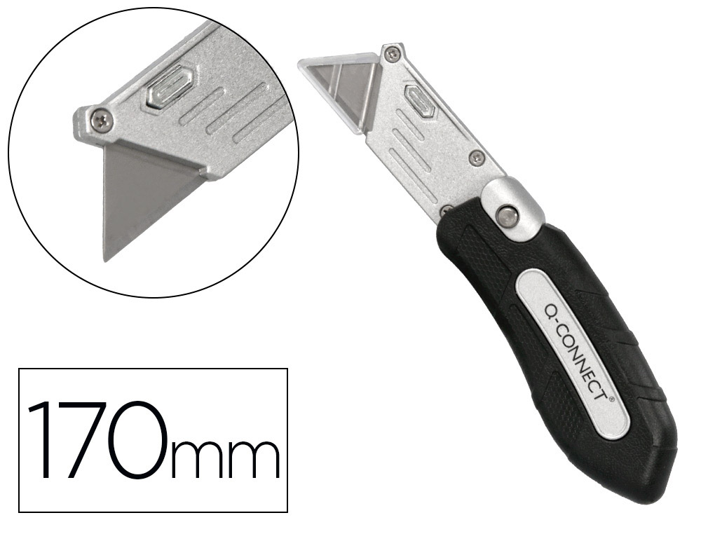 [169920] Cuter q-connect metalico ancho plegable con mango antideslizante cuchilla 19 mm xd-925 conclip blister 1 unidad