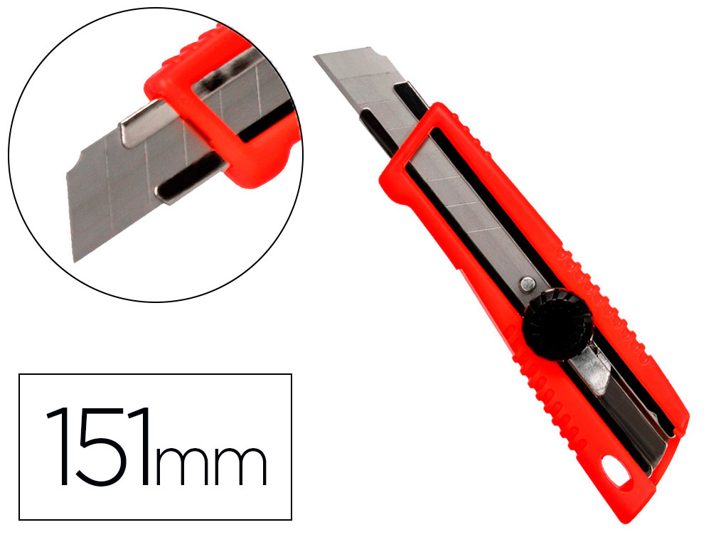 [169919] Cuter q-connect plastico ancho bloqueo de la hoja por rueda guia metalica para la cuchilla 18 mm xd-190 blister 1 unida