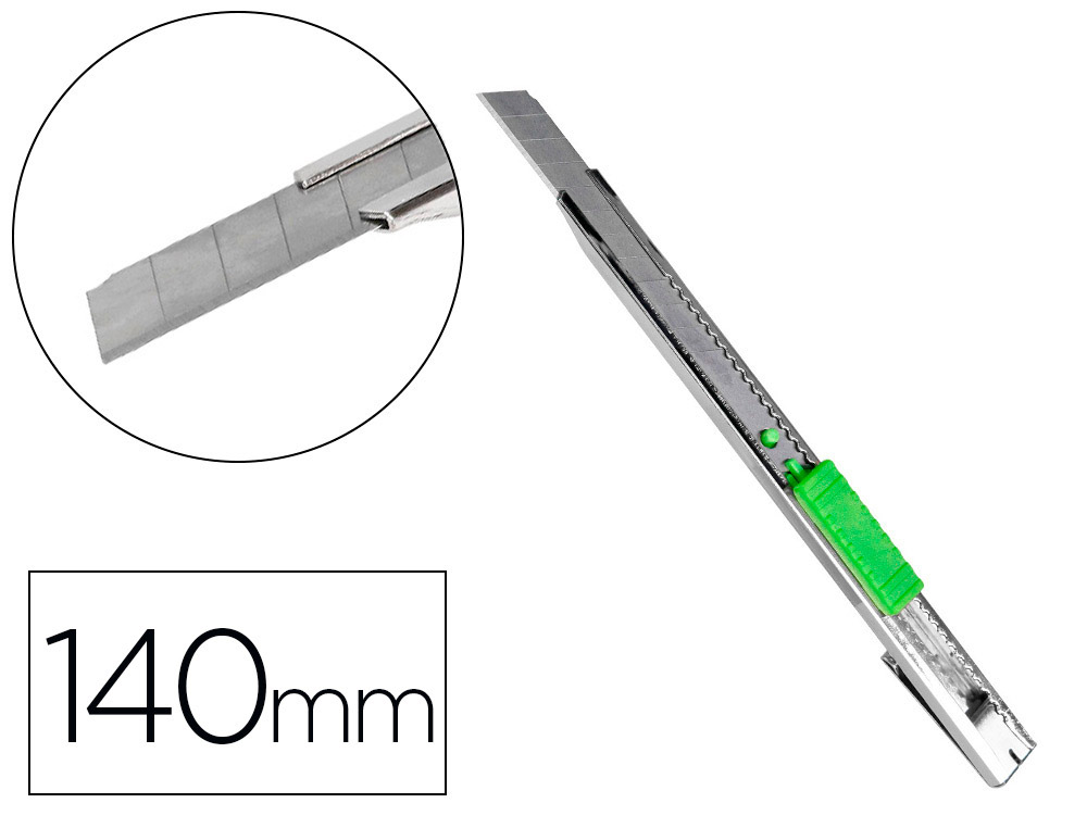 [49131] Cuter q-connect metalico estrecho cuchilla 9 mm con clip blister 1 unidad