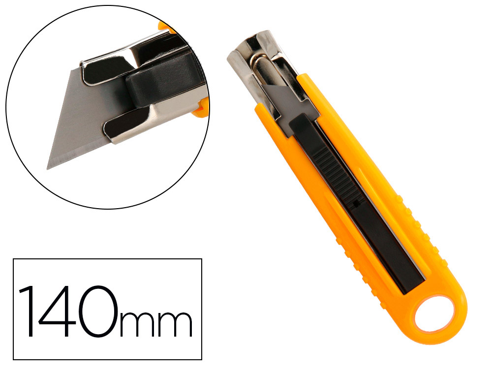 [48882] Cuter q-connect plastico ancho de seguridad retractil y con asa para colgar cuchilla 18 mm xd-123 blister 1 unidad