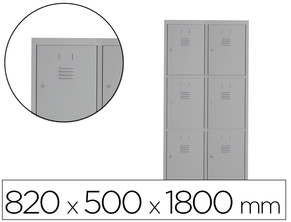 [169572] Taquilla metalica rocada 400 2 modulos x 3 puertas gris 820x500x1800 mm