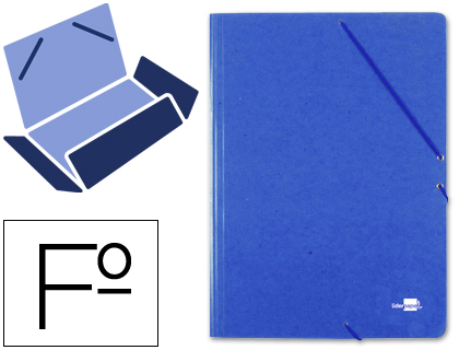 [24046] Carpeta liderpapel gomas folio 3 solapas carton prespan azul