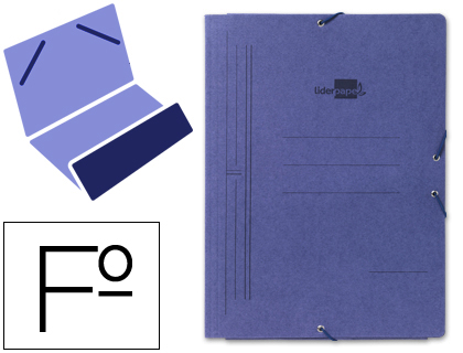 [15797] Carpeta liderpapel gomas folio bolsa carton pintado azul