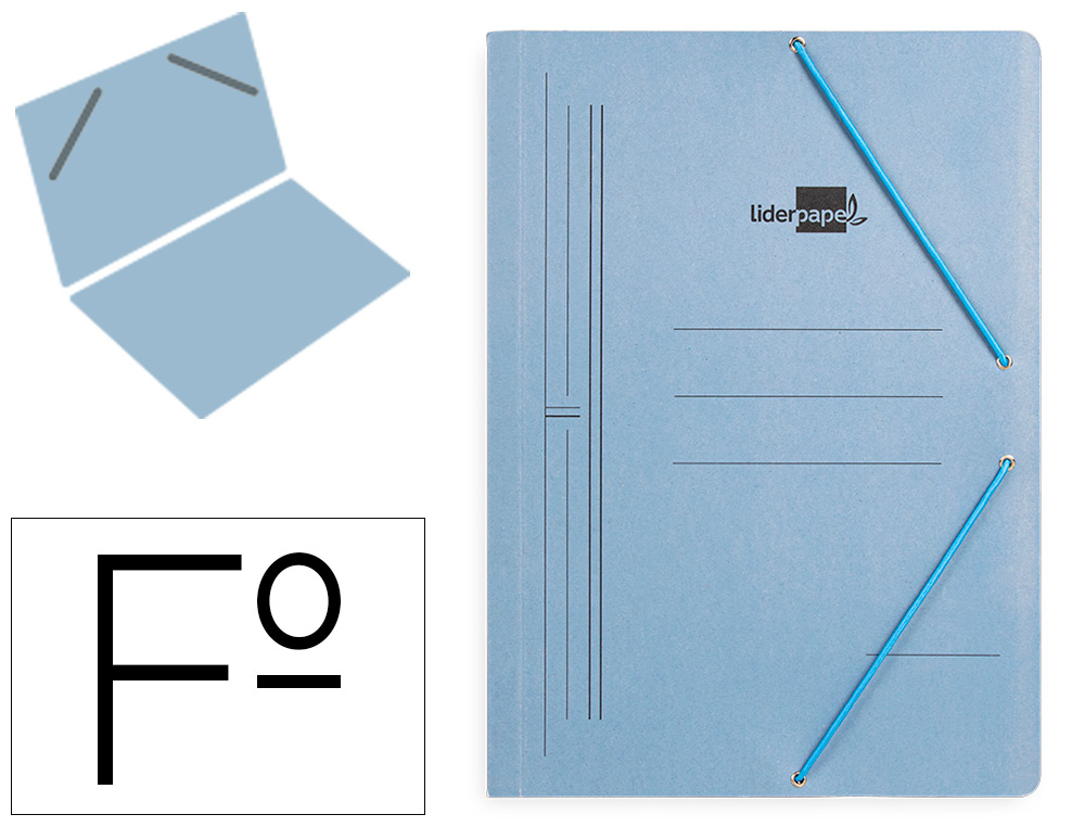 [15795] Carpeta liderpapel gomas folio sencilla carton pintado azul