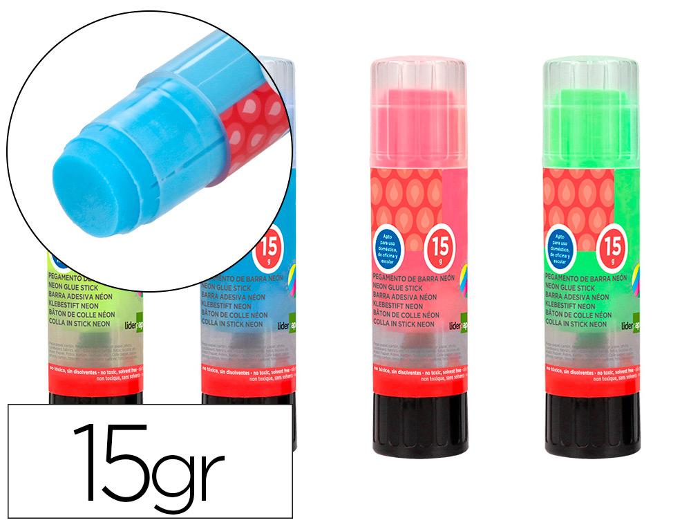 [10742] Pegamento liderpapel en barra 15 gr trazo magico color neon surtido unidad
