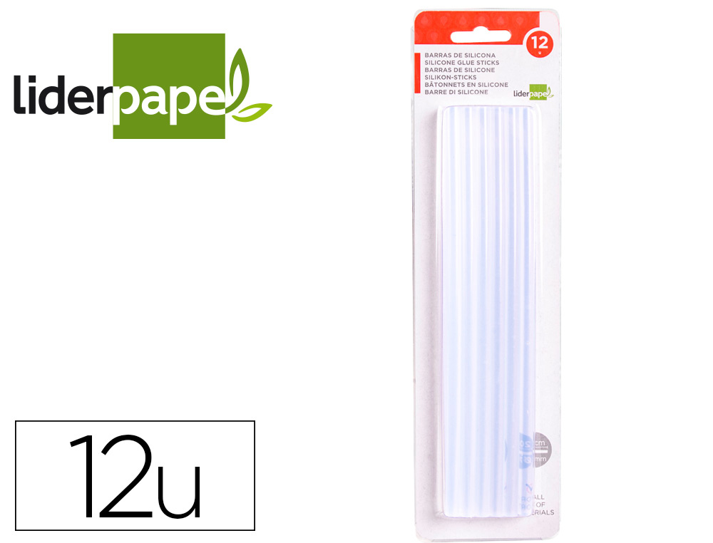 [6304] Barra termofusible liderpapel 7 mm de diametro x 200 mm de alto blister de 12 unidades