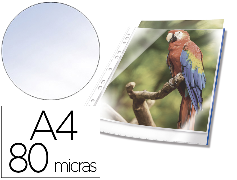 [167388] Funda multitaladro durable premium din a4 polipropileno 80 mc cristal con borde color azul bolsa de 10 unidades
