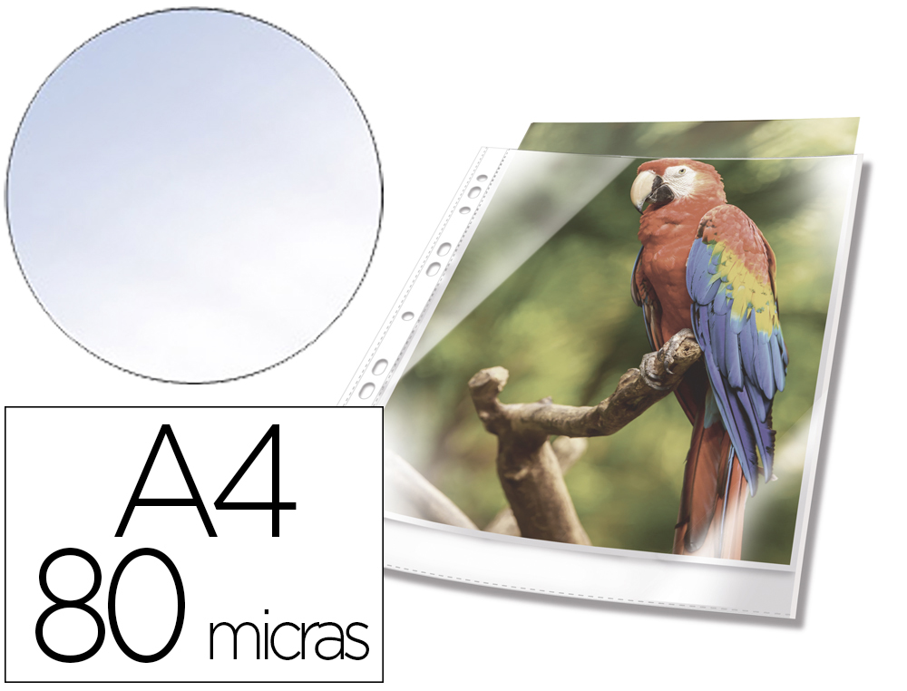 [167386] Funda multitaladro durable premium din a4 polipropileno 80 mc cristal con borde color blanco bolsa de 10 unidades