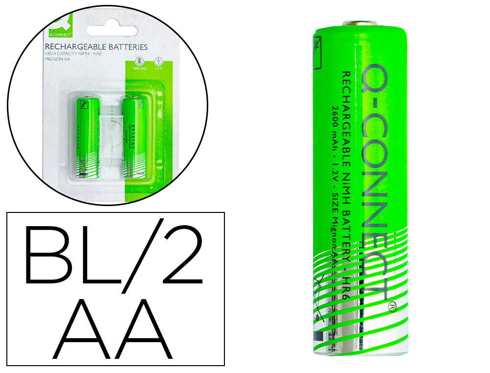 [162775] Pila q-connect alcalina aa recargable blister de 2 unidades