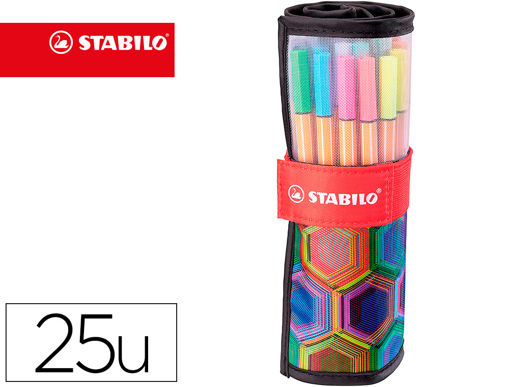 [161925] Rotulador stabilo punta de fibra point 88 art estuche rollerset de 25 unidades colores surtidos