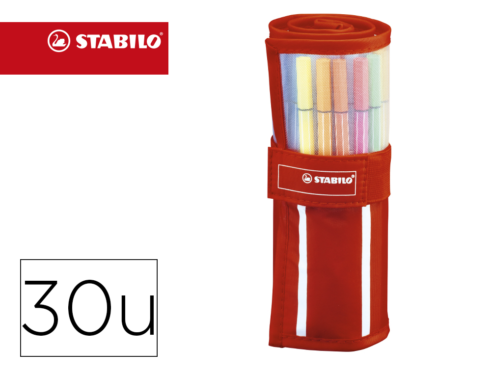 [153645] Rotulador stabilo punta de fibra pen 68 estuche rollerset de 30 unidades colores surtidos