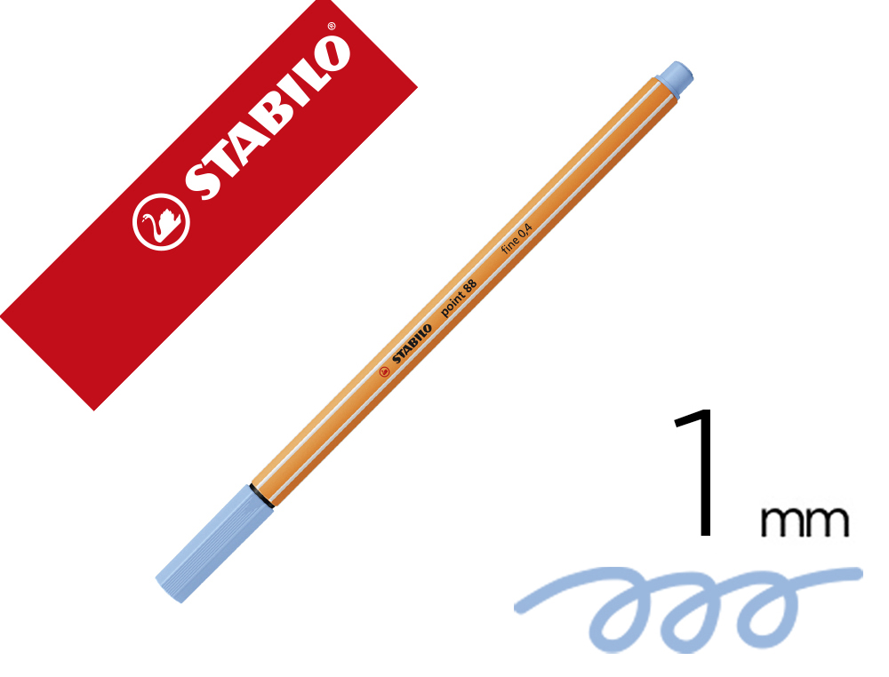 [150802] Rotulador stabilo punta de fib ra point 88 azul claro punta fina 0,4mm