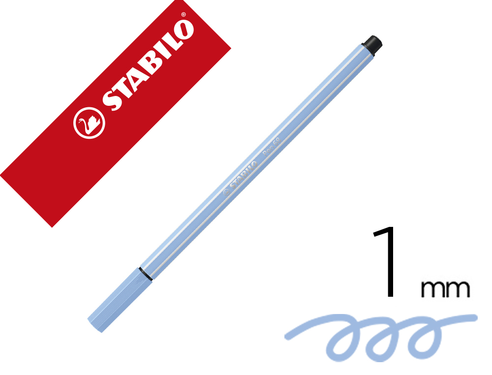 [150774] Rotulador stabilo acuarelable pen 68 azul claro punta gruesa 1mm