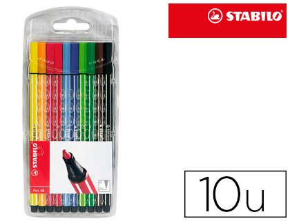 [78055] Rotulador stabilo acuarelable pen 68 estuche de 10 unidades colores surtidos