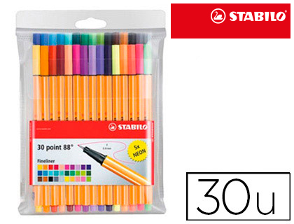 [73508] Rotulador stabilo point 88 colores neon estuche 25+5 unidades
