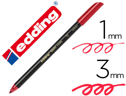 [72070] Rotulador edding punta fibra 1200 rojo metalizado n 72 punta redonda 1-3 mm