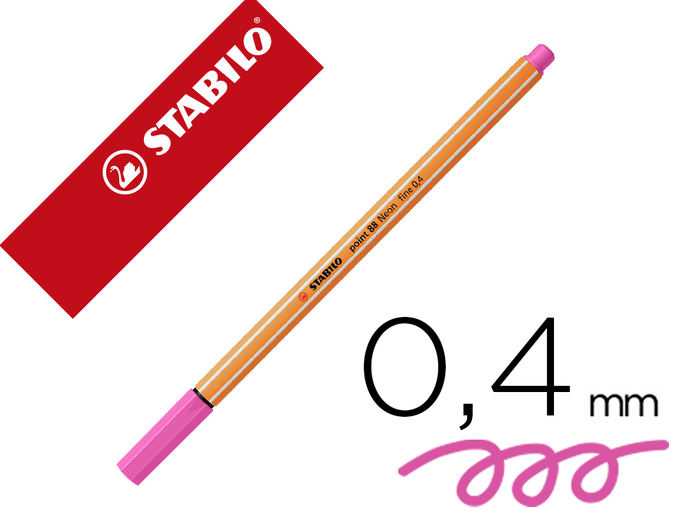 [72012] Rotulador stabilo punta de fib ra point 88 rosa neon punta fina 0,4mm