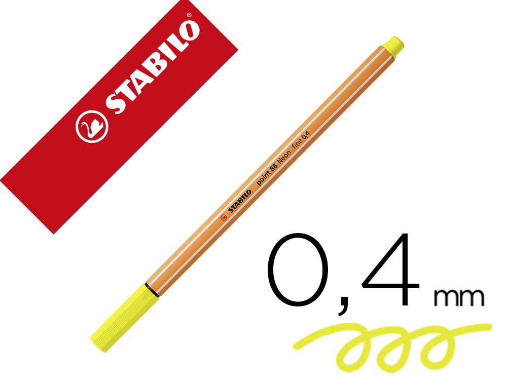 [72009] Rotulador stabilo punta de fib ra point 88 amarillo neon punta fina 0,4mm