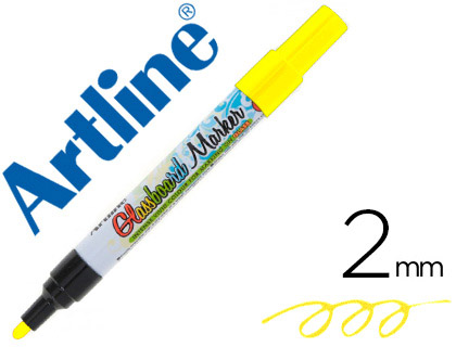 [64195] Rotulador artline glass marker especial cristal borrable en seco o humedo color amarillo fluor