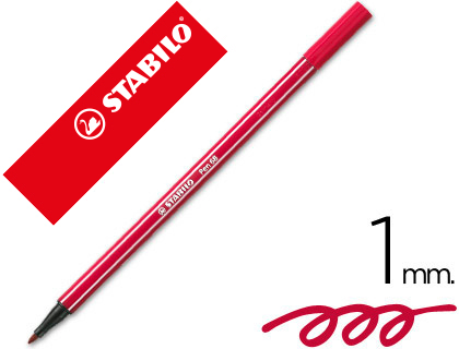 [49235] Rotulador stabilo acuarelable pen 68 rojo oscuro punta gruesa 1mm