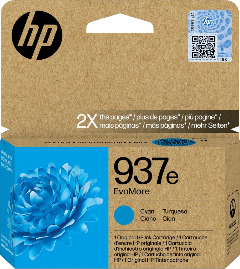 [58712] HP 937e Cartucho Cian OfficeJet Pro 9110b, 9120