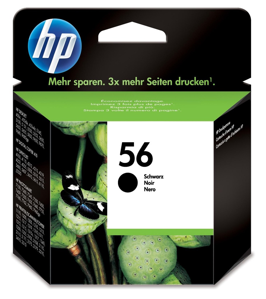 [6825] HP Deskjet 5150/5550/5652/5850, PSC-1110 Cartucho Negro Nº56