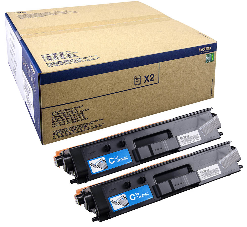 [18888] [TN329CTWIN] BROTHER Toner cian HLL8350CDW 2 unidades 6K