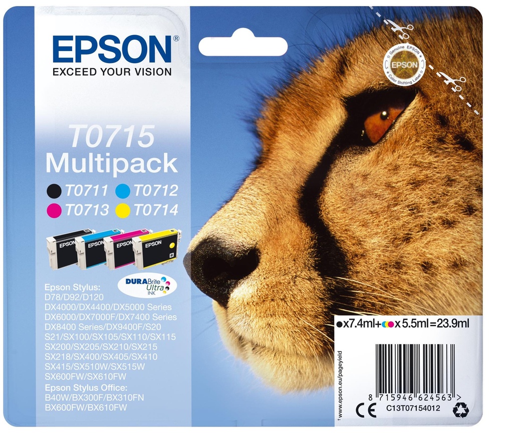 [35097] [C13T07154022] Epson Stylus D-78/92/120 DX-4000/5000/6000/7000F Pack(T0711+T0712+T0713+T0714)(Radiofreciencia)