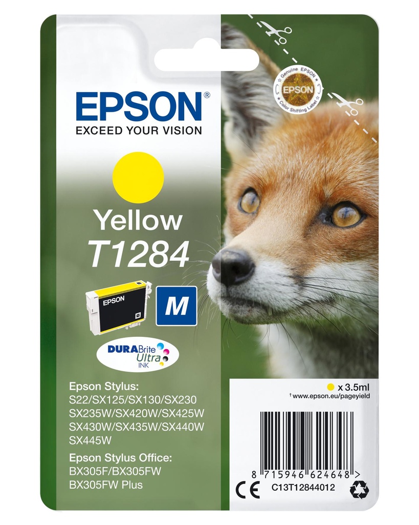 [36004] [C13T12844012] Epson Cartucho Amarillo Stylus S22/SX420W/425W/ Office BX305F